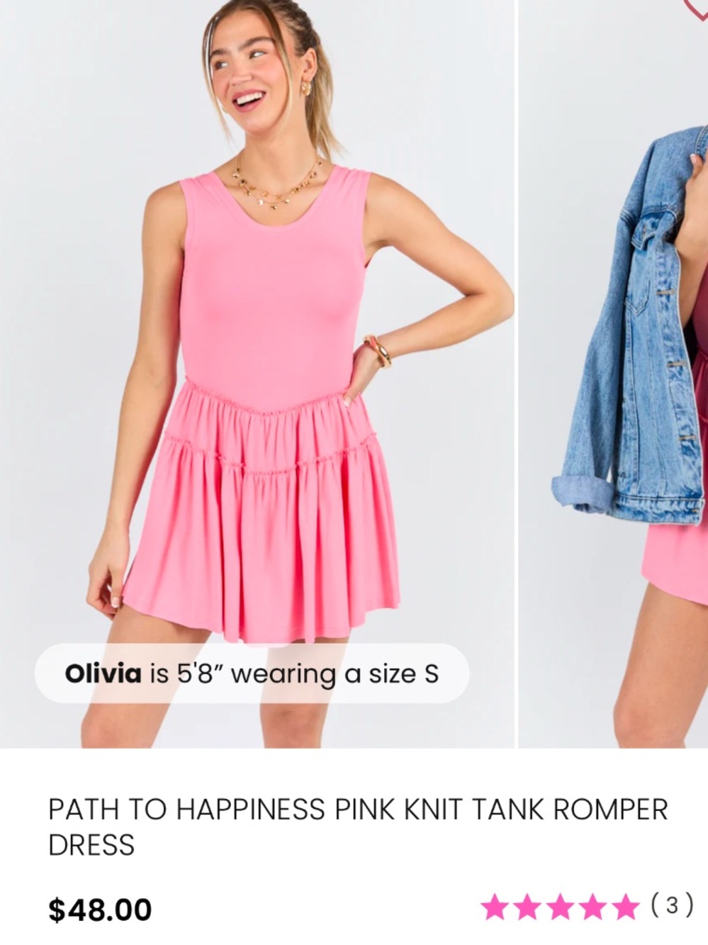 Pink Lily Bright Pink Knit Tank Romper Dress
